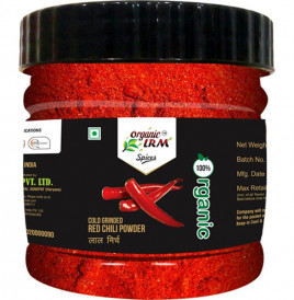 Organic LRM Cold Grinded Red Chili Powder   Glass Jar  250 grams